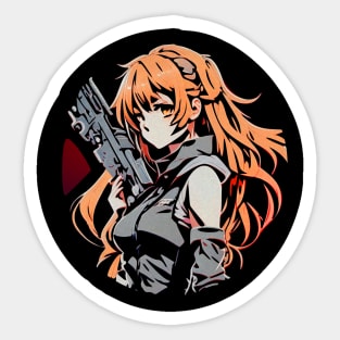 Cute Girl Holding A Weapon Sticker